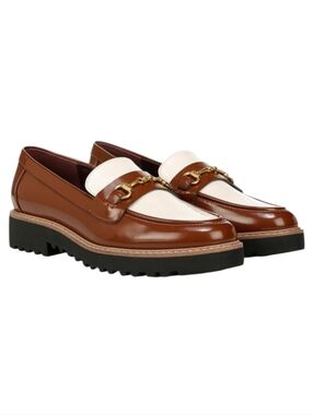 🆕️ Franco Sarto Colette Almond Toe Lug Sole Loafers in Tobacco Faux Leather